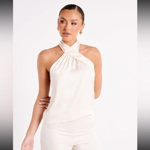 MESHKI Elisa Satin Halter Top